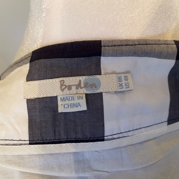 Boden Women's Gingham Plaid Pleated Skirt Size 4 Blue White Side Zipper - Picture 7 of 7